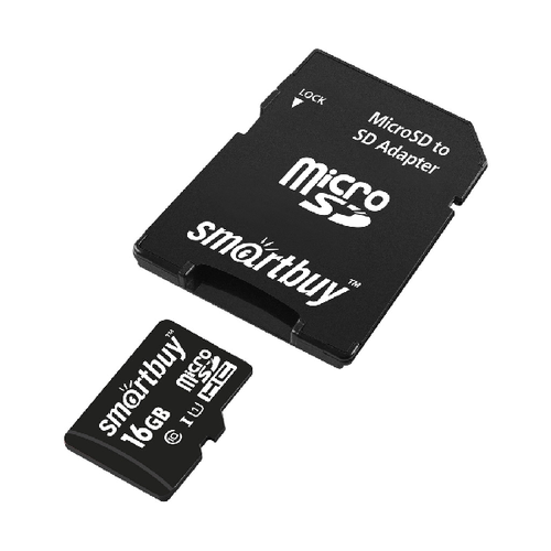 карта памяти SmartBuy microSD 16Gb (class 10) + SD адаптер