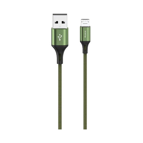 USB кабель OLMIO Basiс USB 2.0 - microUSB 1.2м 2.1A текстильная оплетка Green фото 