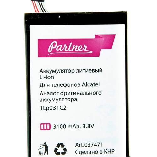 

Аккумулятор для Alcatel 8030Y Hero 2 (TLp031C2), Partner, 3100 mAh