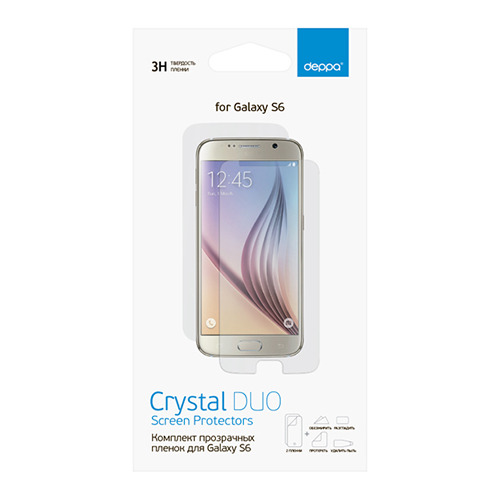 Защитная плёнка Deppa Samsung Galaxy S6 для лицевой и задней панели Clear фото 