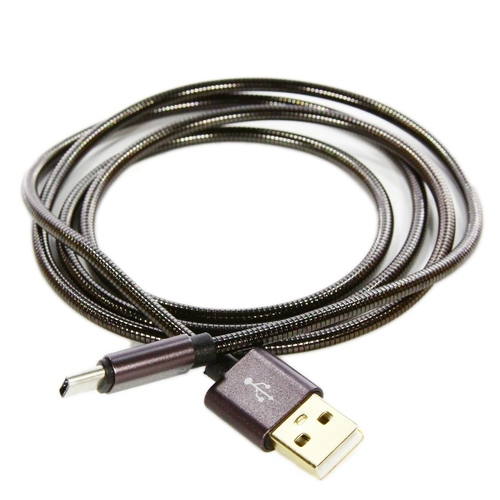 USB кабель Qumann USB Type-C 1m металлическая оплетка Black фото 