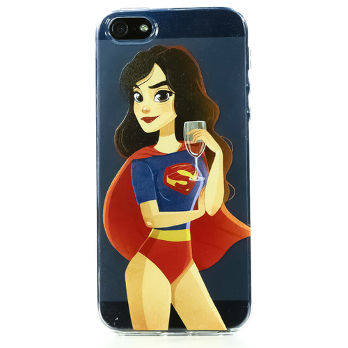 Накладка силиконовая BoraSCO ArtWorks iPhone 5/5S Super Girl Black фото 