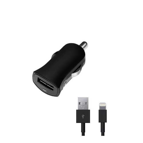 Автомобильное зарядное устройство Deppa Ultra MFI 1USB + кабель Apple 8-pin 1000mAh Black фото 