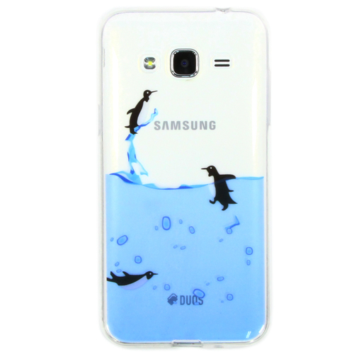 Накладка силиконовая Goodcase Samsung J3 (2016) Пингвины фото 