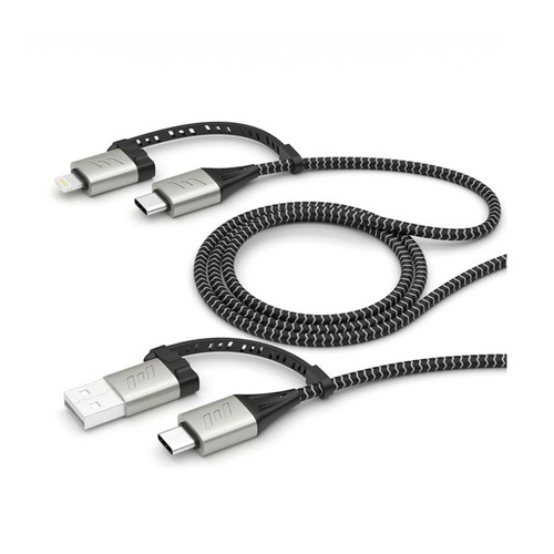 Кабель Deppa 4 в 1 Lightning/Type-C - Type-C/USB 1.2m Black фото 