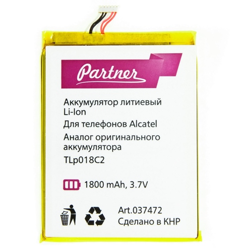 

Аккумулятор для Alcatel 6033/6033X IDOL Ultra (TLp018C2), Partner, 1800 mAh