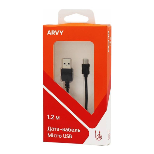 USB кабель Arvy microUSB 1.2м Black фото 
