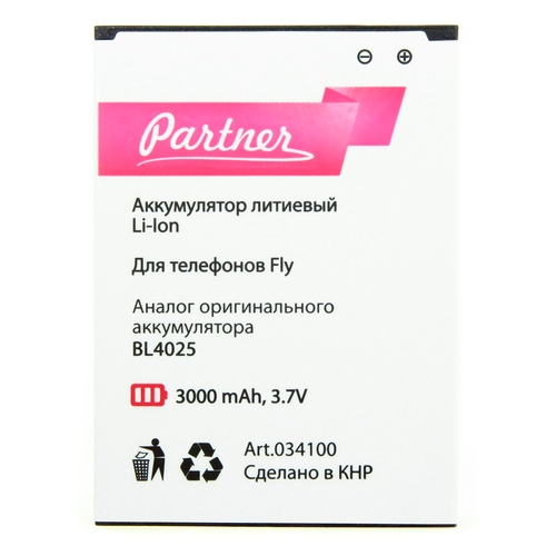 

Аккумулятор для Fly IQ4411 Quad Energie 2 (BL4025), Partner, 3000 mAh
