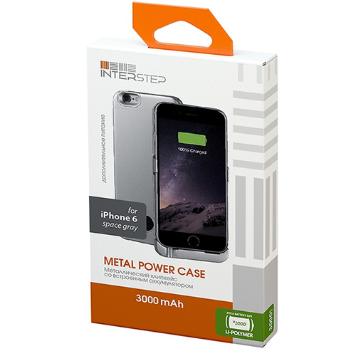 Накладка-аккумулятор InterStep Metal iPhone 6/7/8 3000mAh Space Grey фото 