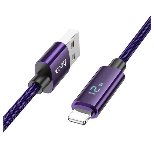USB кабель Hoco U125 USB A - Lightning Display Purple фото 
