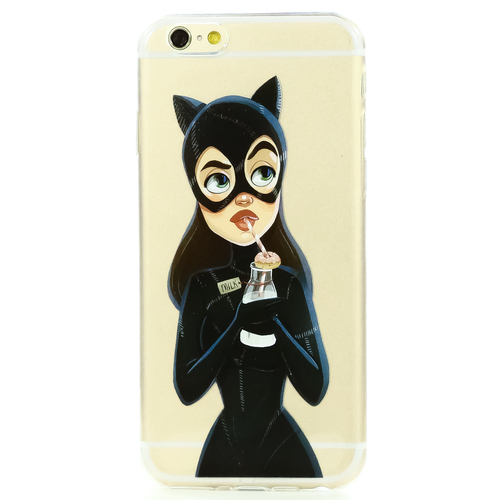 Накладка силиконовая BoraSCO ArtWorks iPhone 6/6S Cat Girl Black фото 