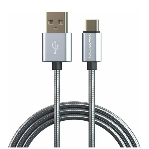 USB кабель Qumann USB Type-C 0.33m металлическая оплетка Silver фото 