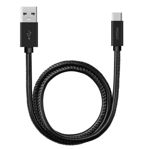 

USB кабель Deppa Type-C 1.2m алюм/экокожа Black