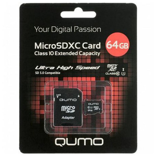 Карта памяти на 64 Гб Qumo microSD (class 10) фото 