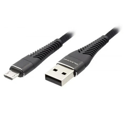 USB кабель Qumann USB microUSB 1m тканевая оплетка Grey фото 