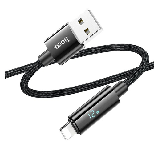 USB кабель Hoco U125 USB A - Lightning Display Black фото 