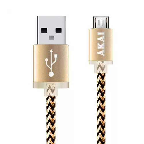 USB кабель Akai CE-421 micro USB плетеный 1m Yellow-Black фото 