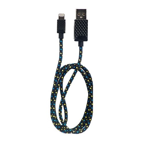 USB кабель Qumo Apple 8-pin 1м (MFI) тканевая оплётка Black фото 