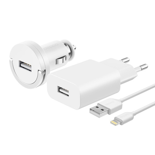 АЗУ+СЗУ Deppa Ultra MFI 1USB + кабель Apple 30-pin 1000mAh White фото 