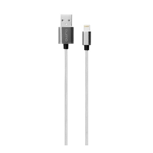 USB кабель Qumo Apple 8-pin 1м (MFI) стальной коннектор Silver фото 