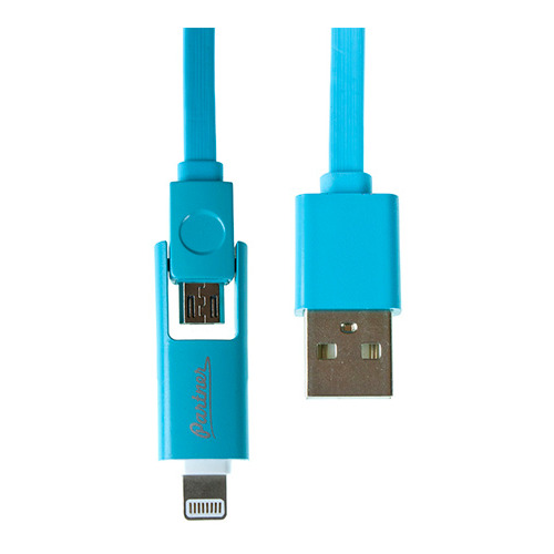 USB кабель Partner iPhone5/iPad mini 8pin/micro USB 1m 2.1A фото 
