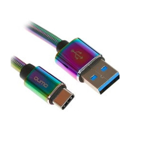 USB кабель Qumann USB Type-C 1m металлическая оплетка Chameleon фото 