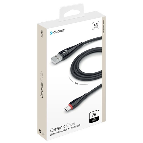 USB кабель Deppa Ceramic microUSB 1м Black фото 