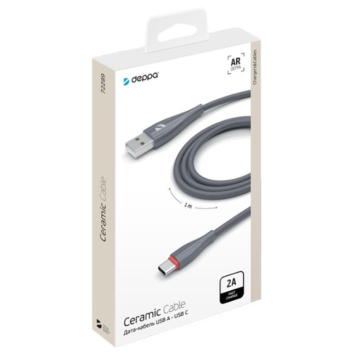 USB кабель Deppa Ceramic Type-C 1м Grey фото 