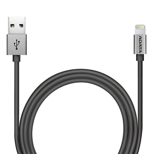 USB кабель A-DATA Apple 8-pin 1м (MFI) soft-touch Space Grey фото 