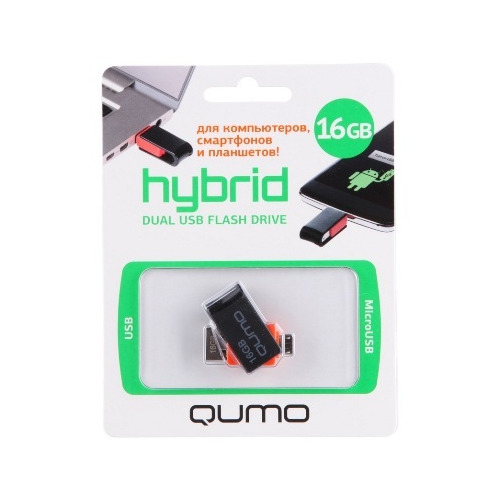 

USB флешка Qumo Hybrid на 16Гб USB 2.0/micro USB