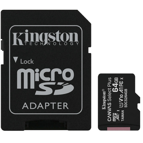 карта памяти Kingston micSDXC Canvas Select Plus 100R 64Gb (class 10) + адаптер (K8SDCS264GB) фото 