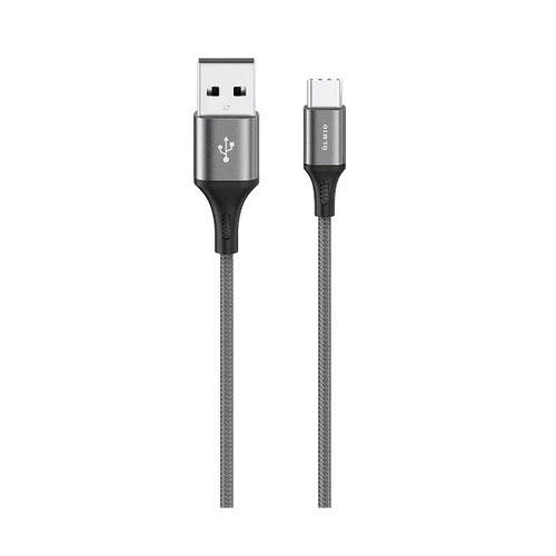 USB кабель OLMIO Basiс USB 2.0 - Type-C 1.2м 2.1A текстильная оплетка Grey фото 