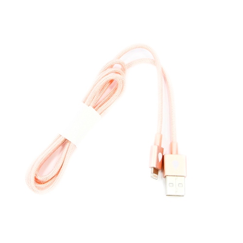 

USB кабель Juicies Apple 8-pin 1м (MFI) тканевая оплётка Rose Gold