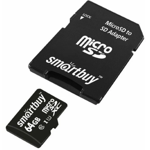 карта памяти SmartBuy microSD 64Gb (class 10) + sd адаптер фото 