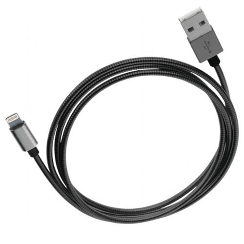 

USB кабель Qumo Apple 8-pin 1м (MFI) стальная оплетка Black