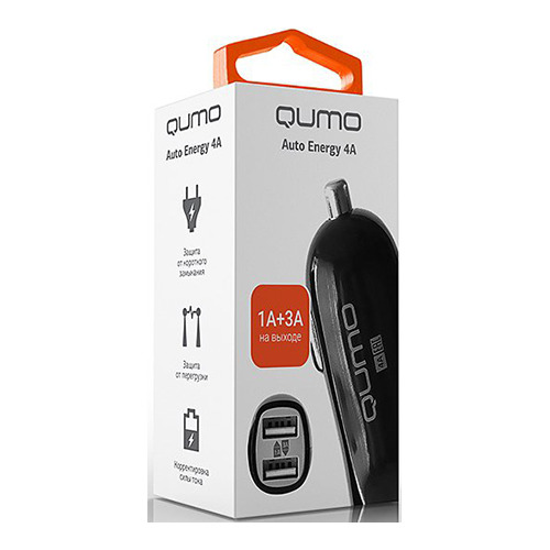 Автомобильное зарядное устройство Qumo 2 USB 4A (3A+1A) фото 