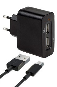 Сетевое зарядное устройство InterStep 2USB + кабель mini USB 2000mAh фото 